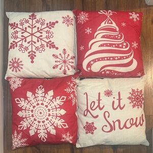 Festive Red and White Holiday Pillows